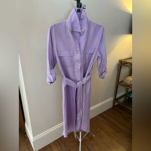 Magaschoni Woman’s Button Up Linen Shirt Dress Sz M Breathable Capsule minimal